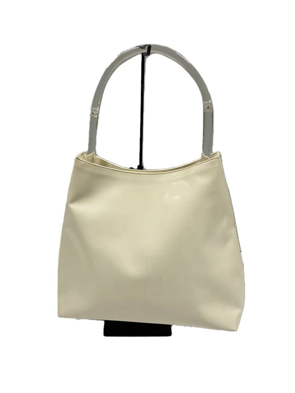 Prada Tote Bag Clear handle Enamel White